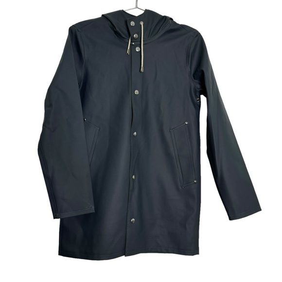 Stutterheim Mosebacke Raincoat (Dark Grey) Button Front Hooded - Picture 3 of 10